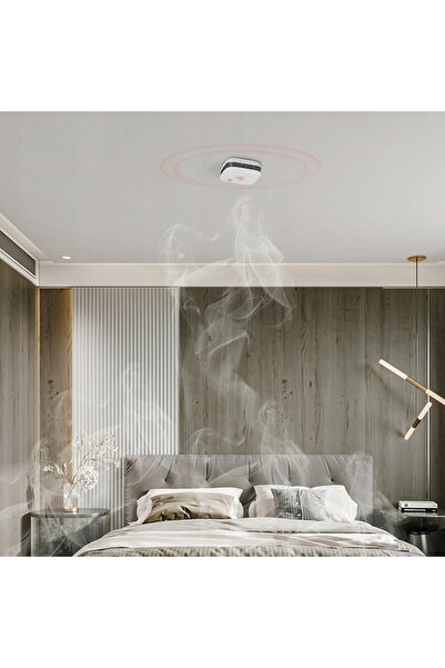 Qoltec Detector de fum cu alarmă TUYA WiFi 85dB LED Certificat Smart Home