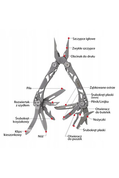 Reis Multitool – instrument multifuncțional, briceag 16 în 1, pentru uz casni...