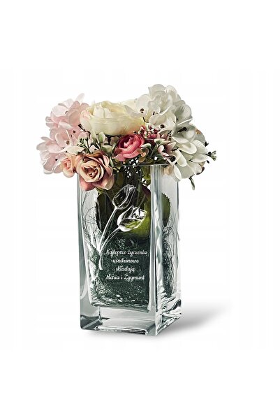 NO BRAND Vază decorativă de sticlă pentru flori, pătrată, Edwanex, 20 cm
