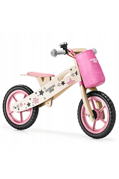 NO BRAND Bicicletă din lemn de 12 inci, roz, pentru fete, cu roți, geantă EVA...
