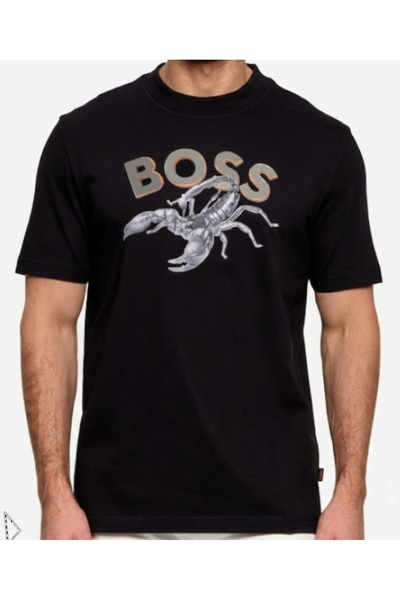 NO BRAND HUGO BOSS TRICOU BOSS FISH REGULAR FIT BĂRBĂTESC NEGRU XL