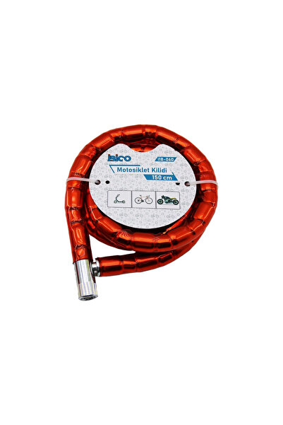 Tüp Anahtarlı Metal Kafa Çelik Motor - Bisiklet Kilit Silindirik Spiral Kilit Kırmızı Kılıf22mm X 15