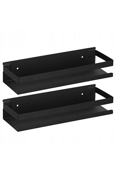 Springos 2x POLIȚĂ DE BAIE CU OGLINDĂ, SUSPENSĂ, METALICĂ, STIL LOFT, NEAGRĂ,...
