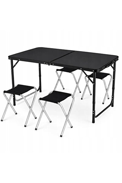 NO BRAND Set de mobilier de camping: masă pliabilă, 4 scaune pliante, valiză,...