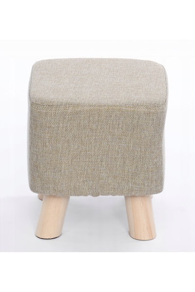 NO BRAND Pufa Gri Pătrat cu Picioare din Lemn, Taburet Scandinav Boho