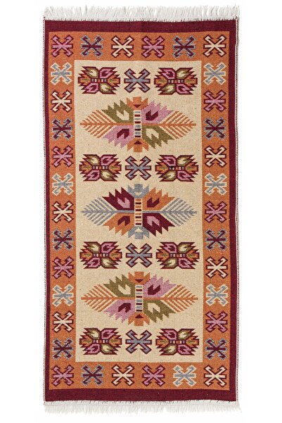 NO BRAND Covor Kilim, covoraș cu două fețe, stil Boho, 60x120 cm, culoare bordo