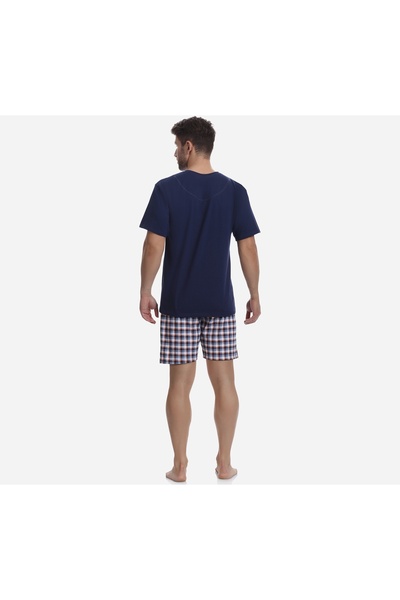 NO BRAND Pijamale bărbătești din bumbac, cu mânecă scurtă și pantaloni scurți...