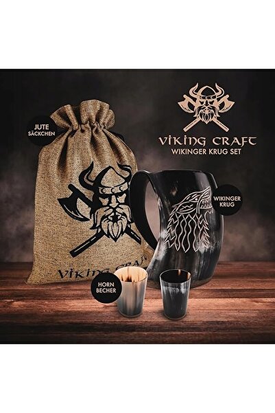 Viking Borcan de miere VIKINGS de 600ML cu Fenrir + 2 căni - Set pentru miere