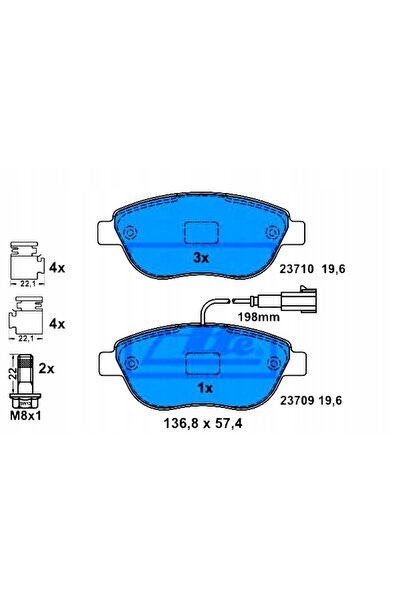 NO BRAND Plăcuțe de frână față ATE 13.0460-3827.2 ABARTH FIAT LANCIA OPEL