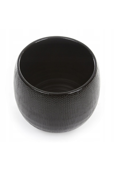 NO BRAND Ghiveci ceramic negru PORTO 18/18 cm, rotund, cu capace din ceramică...