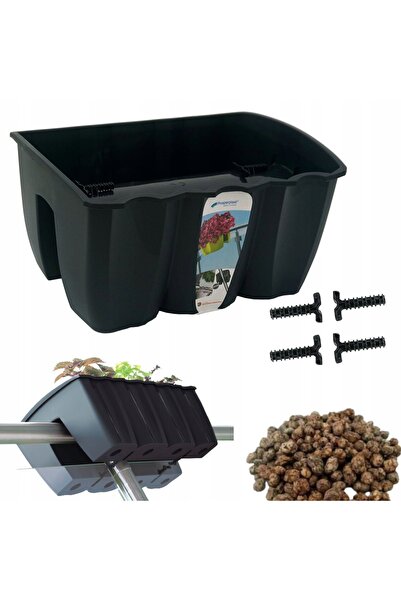 DIKEL 3x DCRO400 Jardinieră tip balustradă, Jardinieră de balcon + 5l lut cer...