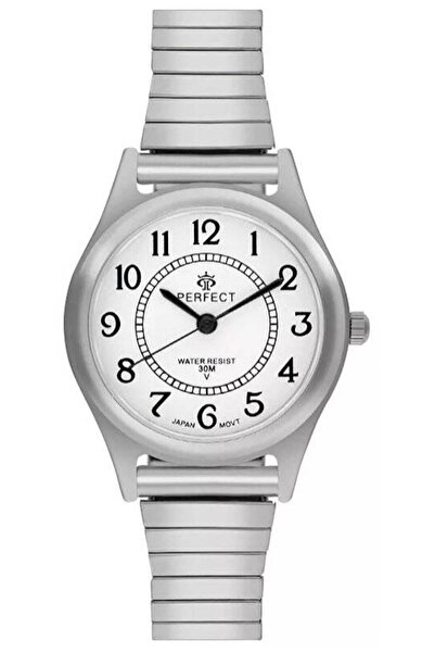 PERFECT Ceas de damă argintiu, cu cifre clare, X446-02, 29 mm, brățară extens...