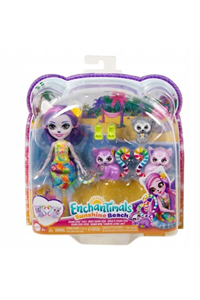 Enchantimals FAMILIA DE LEMURI LALKA LORINDA și 3 LEMURI MATTEL HRX86