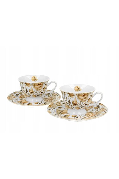 NO BRAND Căni espresso din porțelan cu farfurioare DUO FLORAL EXCLUSIVE 2 buc...