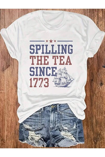 25W Casual Round-Neck Pullover Women'S T-Shirt Featuring A Ship Print, Comfor...