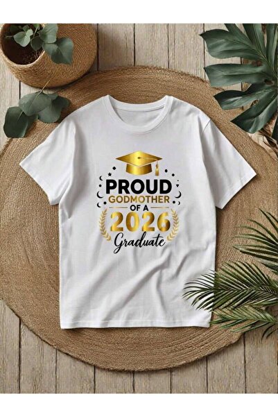 2BIR Adult Unisex "Proud Godmother Of A 2026 Graduate" Graphic T-Shirt, Loose...