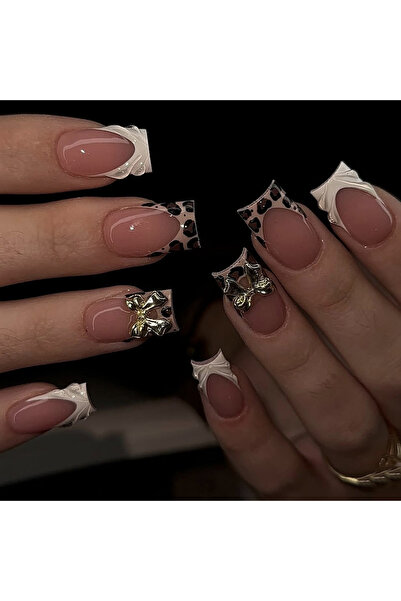 Choice1 4061 3D Medium Square fake Nails for women girls fashion Leopard Flow...