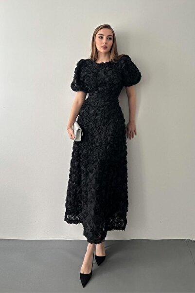 SEREMONİ BUTİK Black Rose Dress