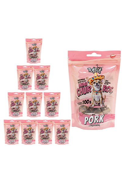 Tuf Tuf TufTuf Mini Churros recompense pentru câini cu carne de porc 10x100g