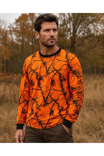 remonz Outdoor Orange Camouflage Patterned Forest and Hunting Printed Winter ...