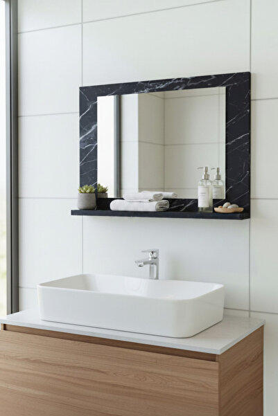Soyoe Banyo Rafı Aynalı Lavabo Aynası Banyo Aynası 60 x 45 cm Dresuar Aynası ...