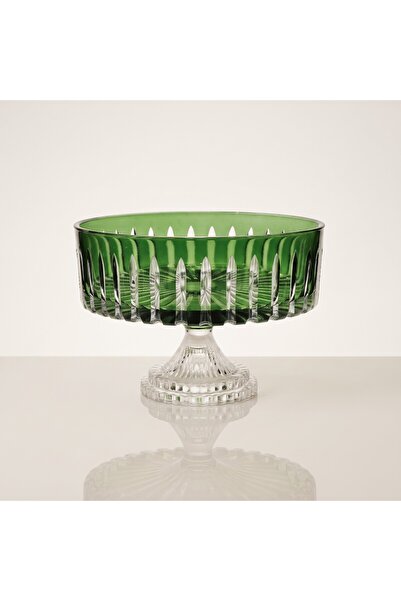 AKDEN STORE Crystal Cut Decor Sandra Presentation Bowl - Glass Bowl 25cm