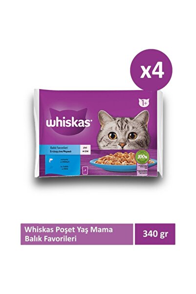 Whiskas Balık Favorileri Jöleli Kedi Yaş Maması 4 x 85 gr x 4 Adet