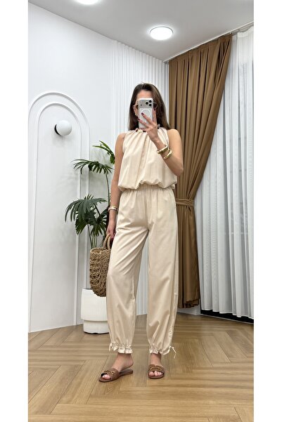 R-Style Collar Detailed Linen Suit