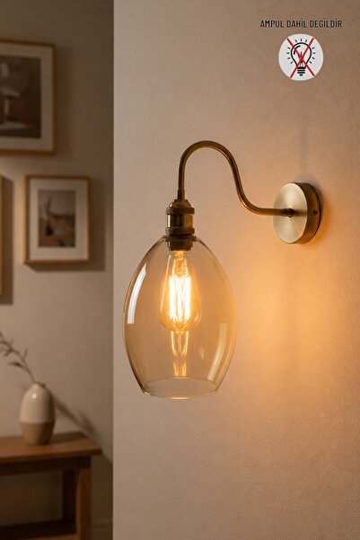 Bamyum Zoval Honey Glass Sconce Wall Lamp Modern Hotel Cafe Vintage Living Ro...