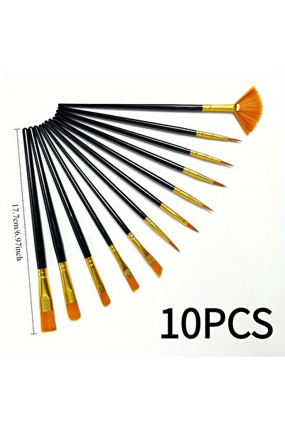 Generic Brand 10pcs Nylon Paint Brush Set Art Painting Supplies Watercolor Ac...