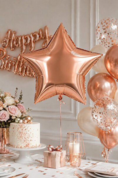 DODOMAR Foil Balloon Star Rosegold 18 Inch 45 cm Metallic Birthday Engagement...