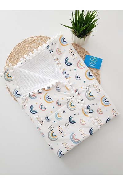 artıbebe Rainbow Double Layer Baby Cover Blanket |   100% Cotton |   Baby Swa...