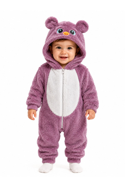 Chicsy Baby Girl Boy Baby Welsoft Plush Jumpsuit Hooded Zippered Winter Baby ...