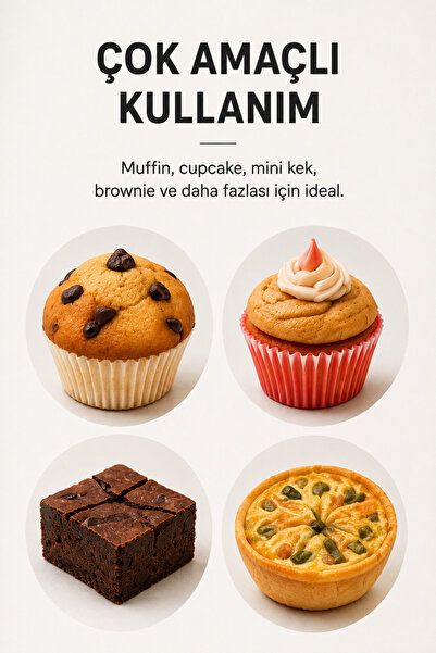 innoway 12’li Muffin Kek Kalıbı - Yapışmaz Metal Cupcake Topkek Fırın Pişirme Tepsisi