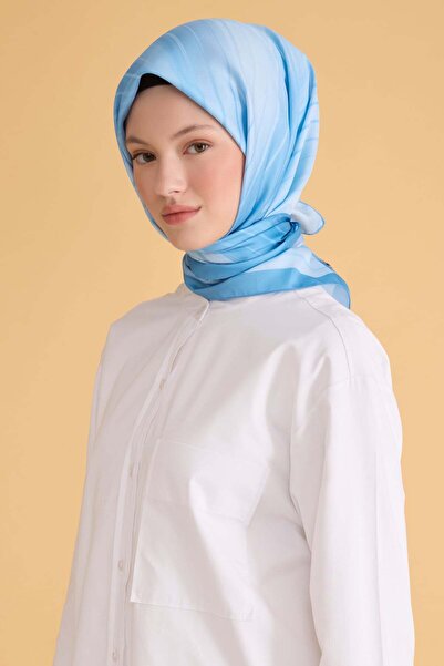 Belli Çiçek Desen Buz Mavisi Sport Eşarp 2500 - 03