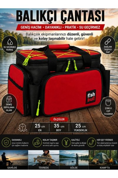 STANDART Fish Bull Cepli Balıkçı Çantası Kırmızı renk