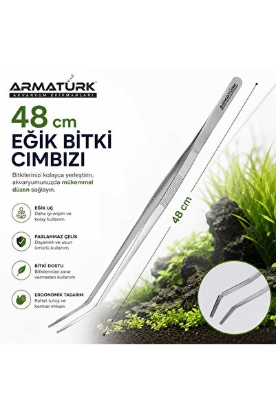 ARMATÜRK Eğik Akvaryum Bitki Cımbızı Paslanmaz Çelik 48 cm