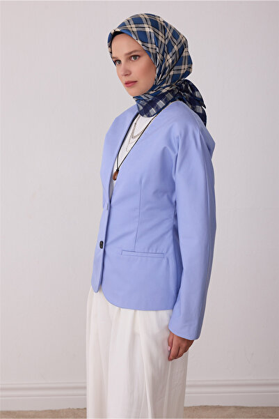 Belli Mavi Geometrik Desen %100 Twill İpek Eşarp 4421-50