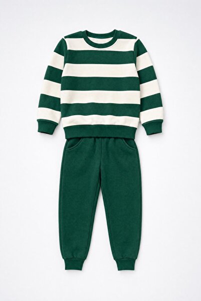 Perendi Boys' Striped Sweatshirt and Jogger Bottom Set
