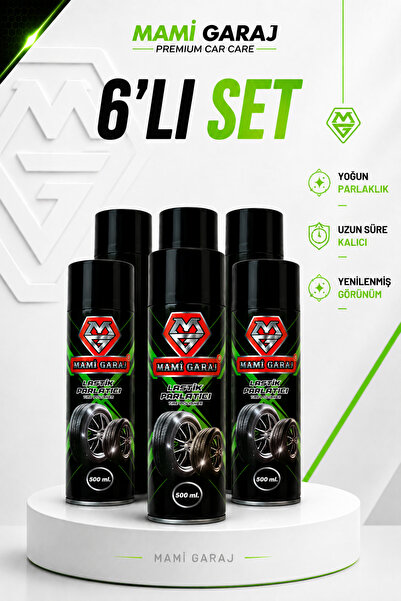 6'lı Lastik Parlatıcı Sprey 500 ml – Islak Görünüm ve Derin Siyah Etkili, Uzun Süre Kalıcı Lastik Bakım ve Koruyucu