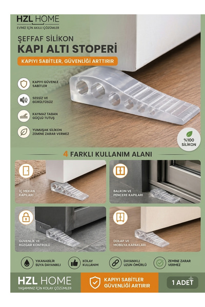 HZL HOME Şeffaf Silikon Kapı Altı Stoperi - Kaymaz Tabanlı Kapı ve Pencere Sa...