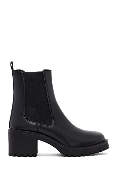Derimod Women's Black Thick Heeled Chelsea Boots Wf240006Sv