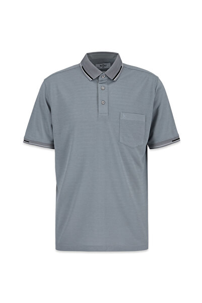Kiğılı Polo Collar Regular Fit Ribbed Detailed Embroidered Pocket T-Shirt