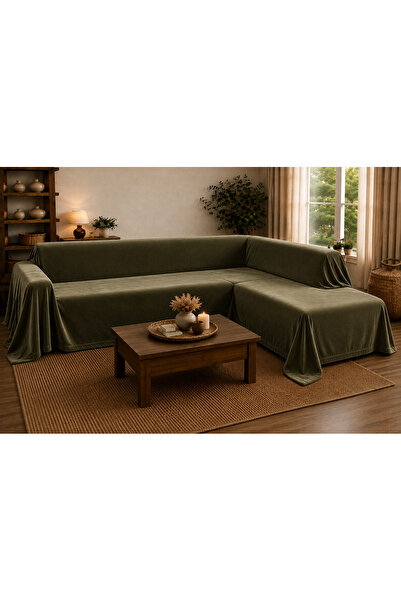 Sister Home Design 500x200 cm L Köşe Koltuk Örtüsü Ada Keten Natural Renk Kay...