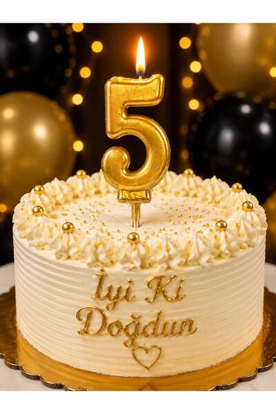 Gold 5 yaş doğum günü mumu