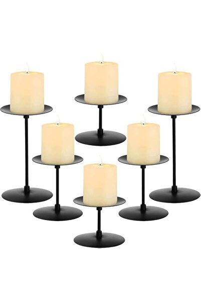 Generic Pillar Candle Holders for Home Decoration, 6 Piece Metal Candle Stand...