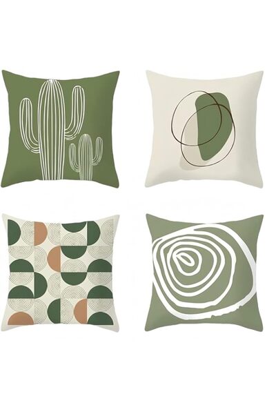 Generic Modern Geometric Throw Pillow Covers Set, Green and Beige Abstract De...