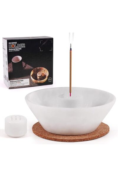 Generic Brand White Marble Incense Holder 5.5 Inch Handmade Natural Stone Inc...