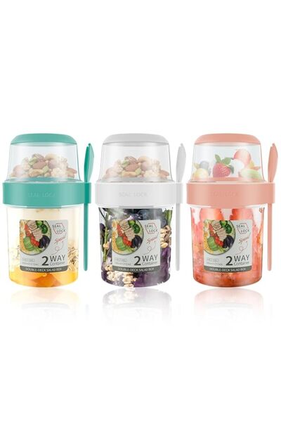 Generic BIGTHREE Reusable Overnight Oats Container, 3 Pack Cereal Yogurt Leak...