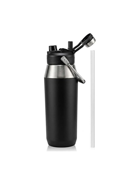 Generic 1000ml Insulated Stainless Steel Water Bottle with Dual Lid (Straw & ...